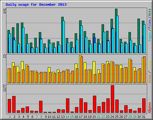 Daily usage for December 2013