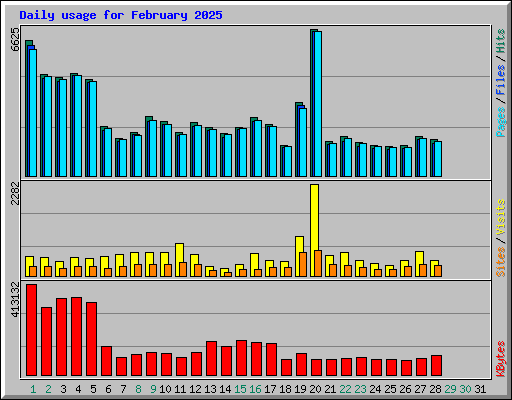 Daily usage for February 2025