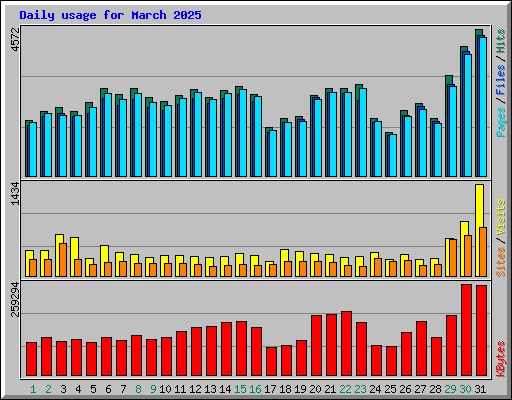 Daily usage for March 2025